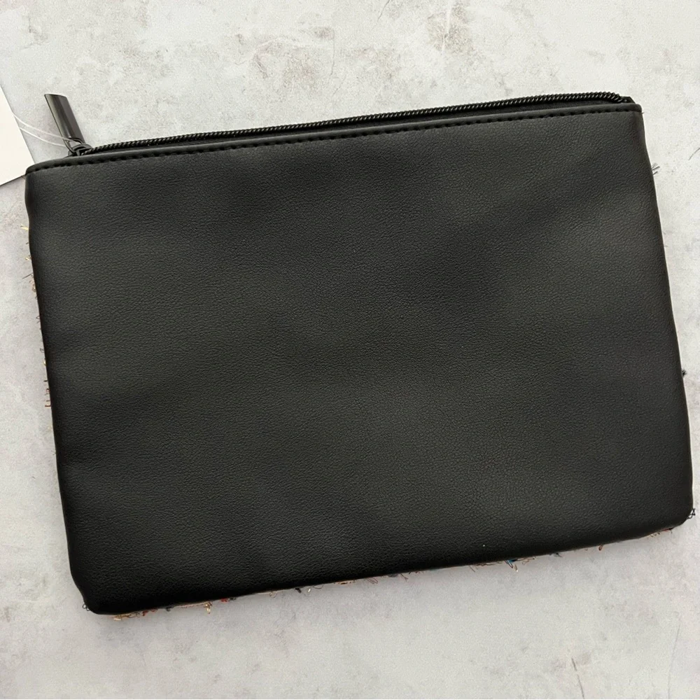 NWT Nordstrom Tweed Beauty Makeup Cosmetic Bag Zipper Pouch Case